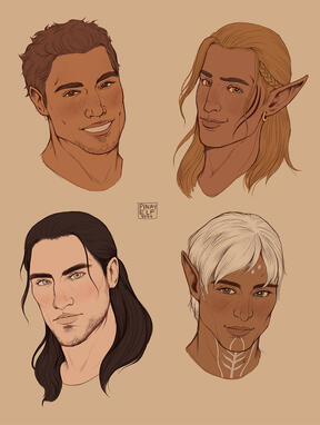 Dragon Age boys: Alistair, Zevran, Nathaniel and Fenris